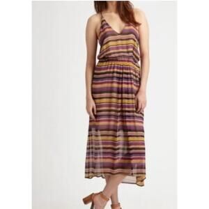 Joie Jesbelle Silk Chiffon Midi Dress Multicolor Racerback Spaghetti Strap